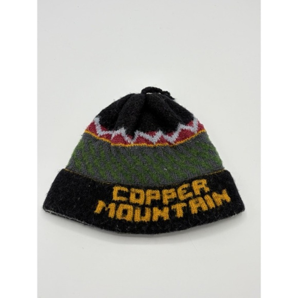 Vermont Originals 100% Wool Knit Ski Hat Beanie Copper‎ Mountain Vintage